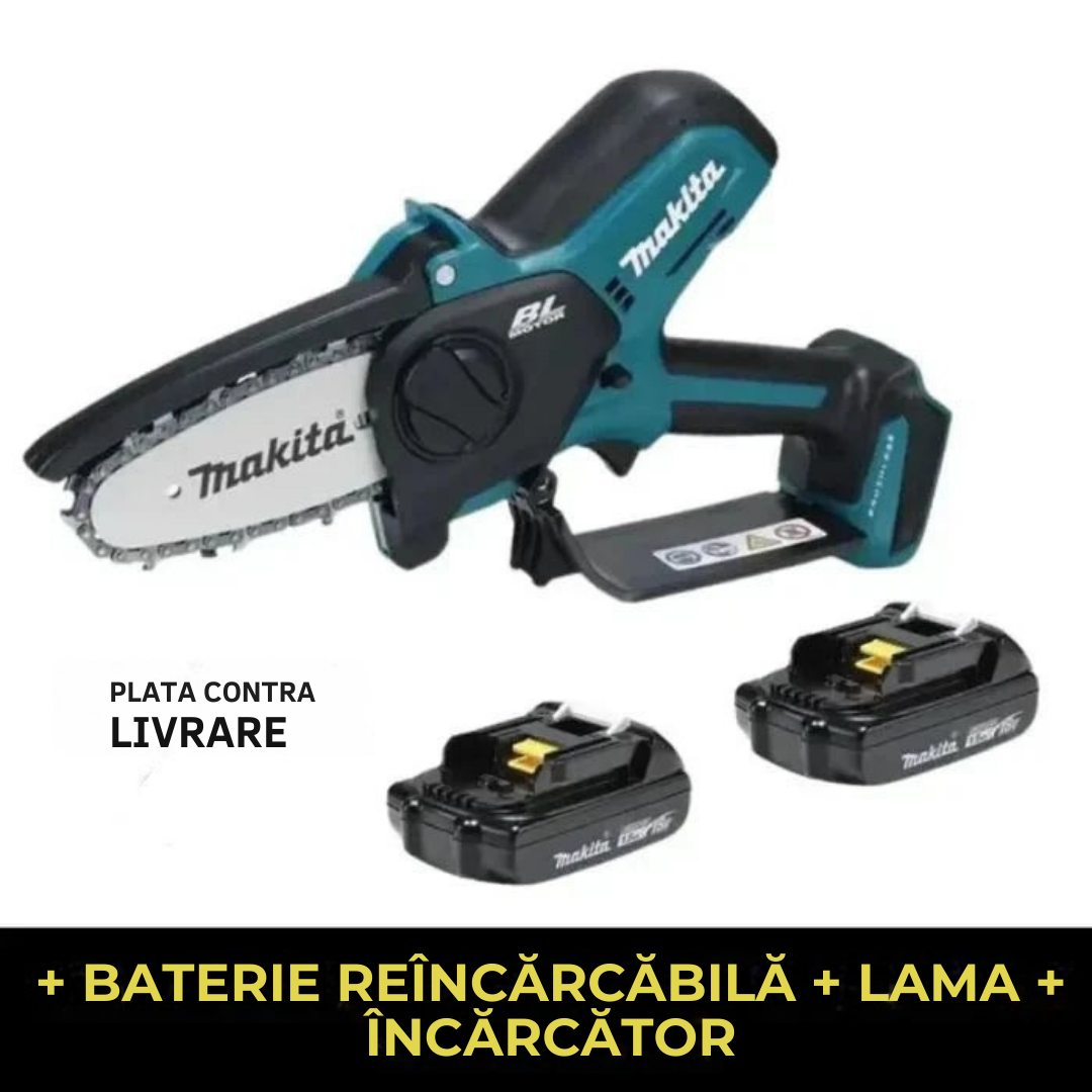 Mini motosapă electrică reîncărcabilă, două baterii + cadouri