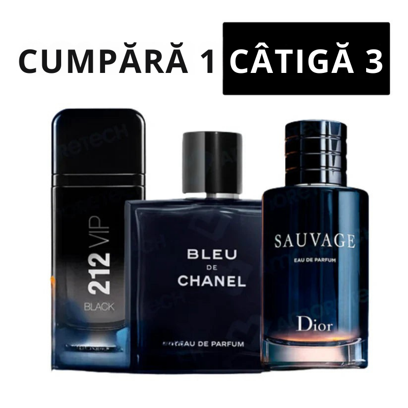 Cumpără 1, Primește 3 – KIT de Parfumuri Importate + Cadou Exclusiv